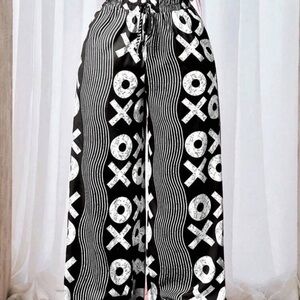 BamGleam Women's Elastic Waist Drawstring Loose All-Over Print Casual Pants Fall